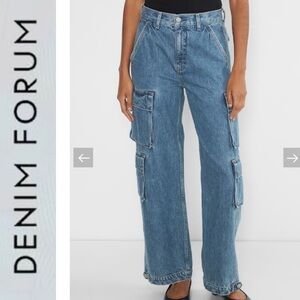 Demin Forum 90s Millie Hi-Rise Grunge Cargo Utility Medium Wash Relaxed Jeans